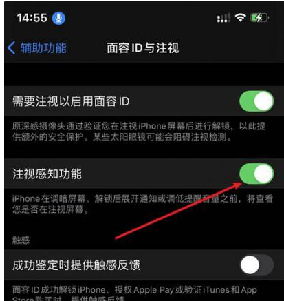 工布江达苹果14维修网点分享iPhone14注视感知功能有什么用 